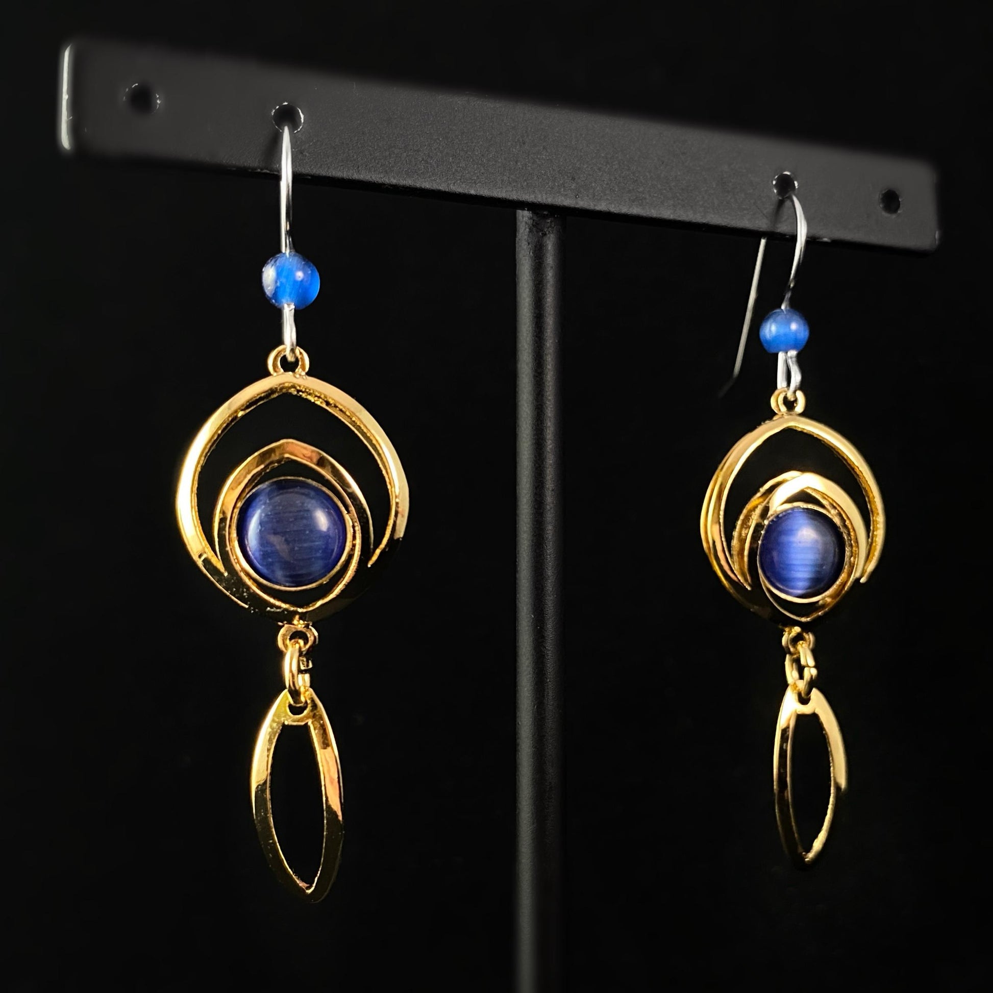 Lightweight Handmade Geometric Aluminum Earrings, Blue/Gold, Dreamcatcher