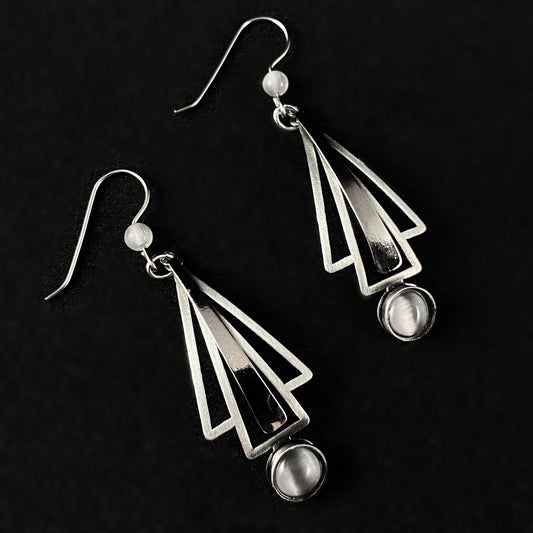 Lightweight Handmade Geometric Aluminum Earrings, Silver/Gray, Sailboat