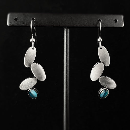 Lightweight Handmade Geometric Aluminum Earrings, Silver/Blue, Ovals