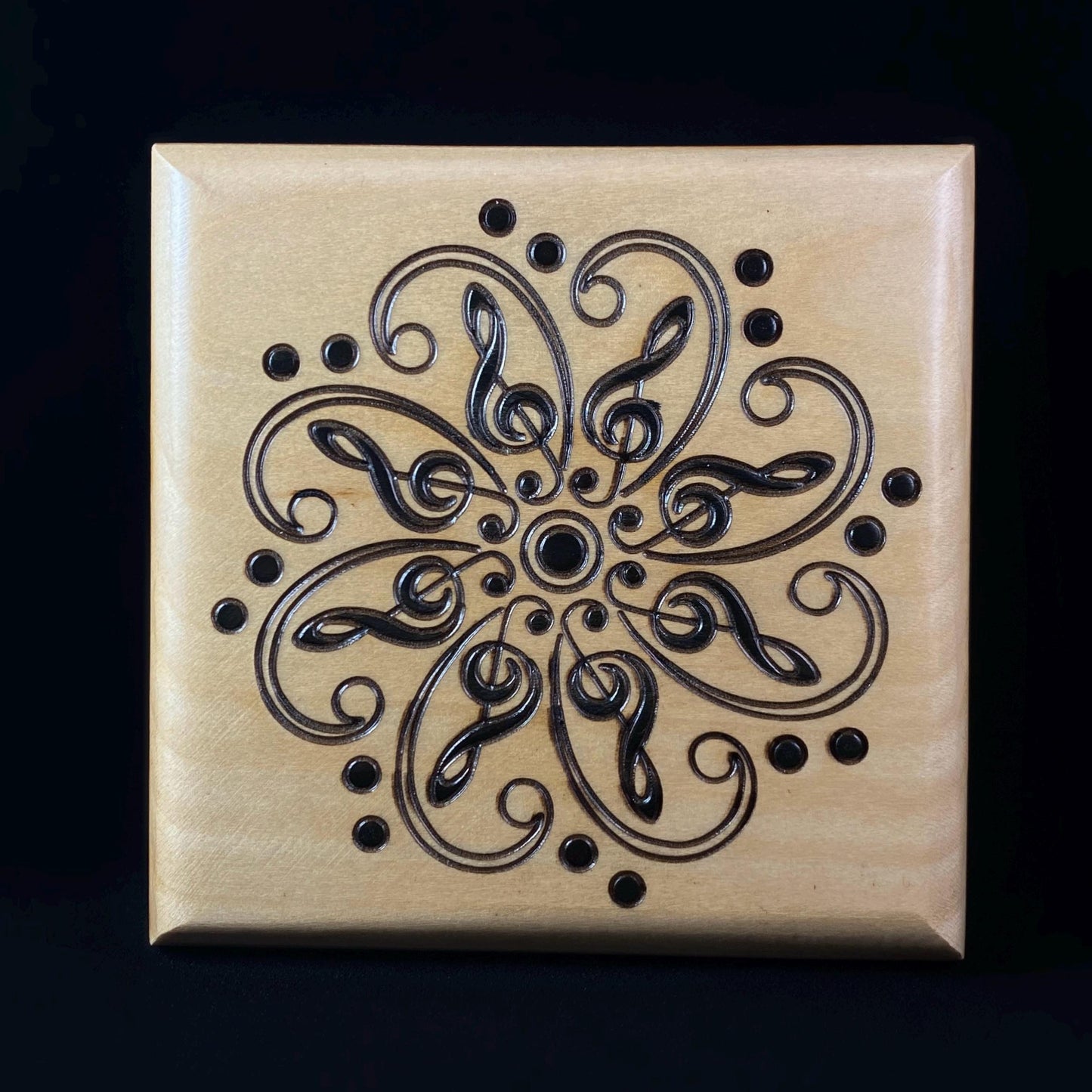 Treble Clef Design Jewelry Box, Handmade Hinged Wooden Treasure Box