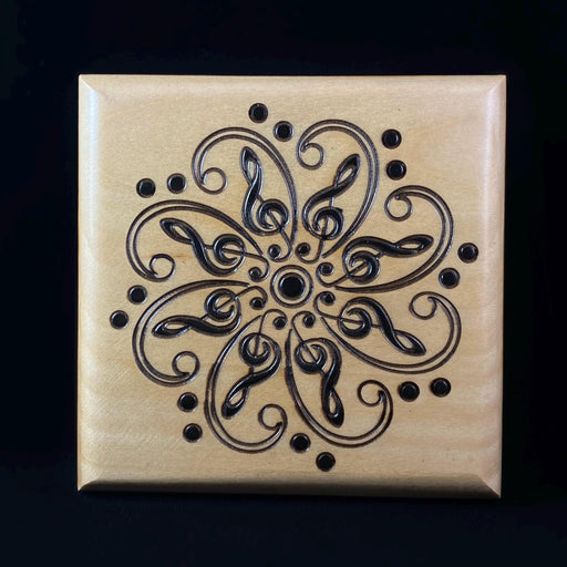 Treble Clef Design Jewelry Box, Handmade Hinged Wooden Treasure Box