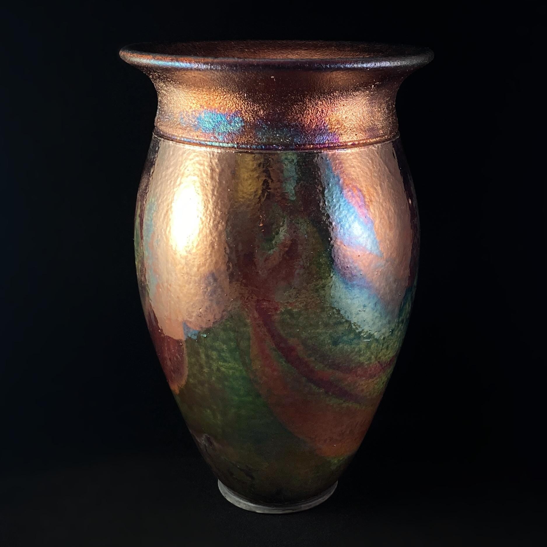 Handmade Lizzy Vase, Raku Art Pottery, Decorative Pottery
