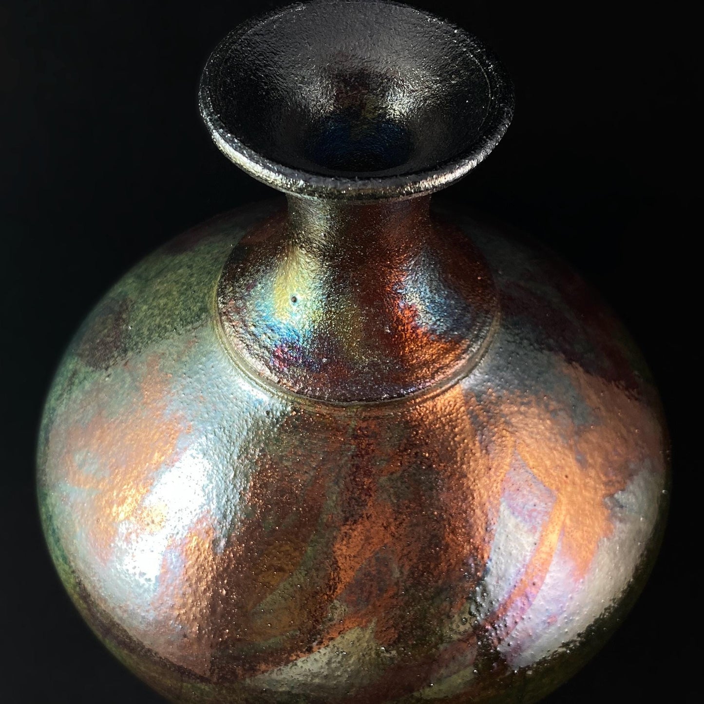 Handmade Amanda Vase, Raku Art Pottery, Decorative Pottery
