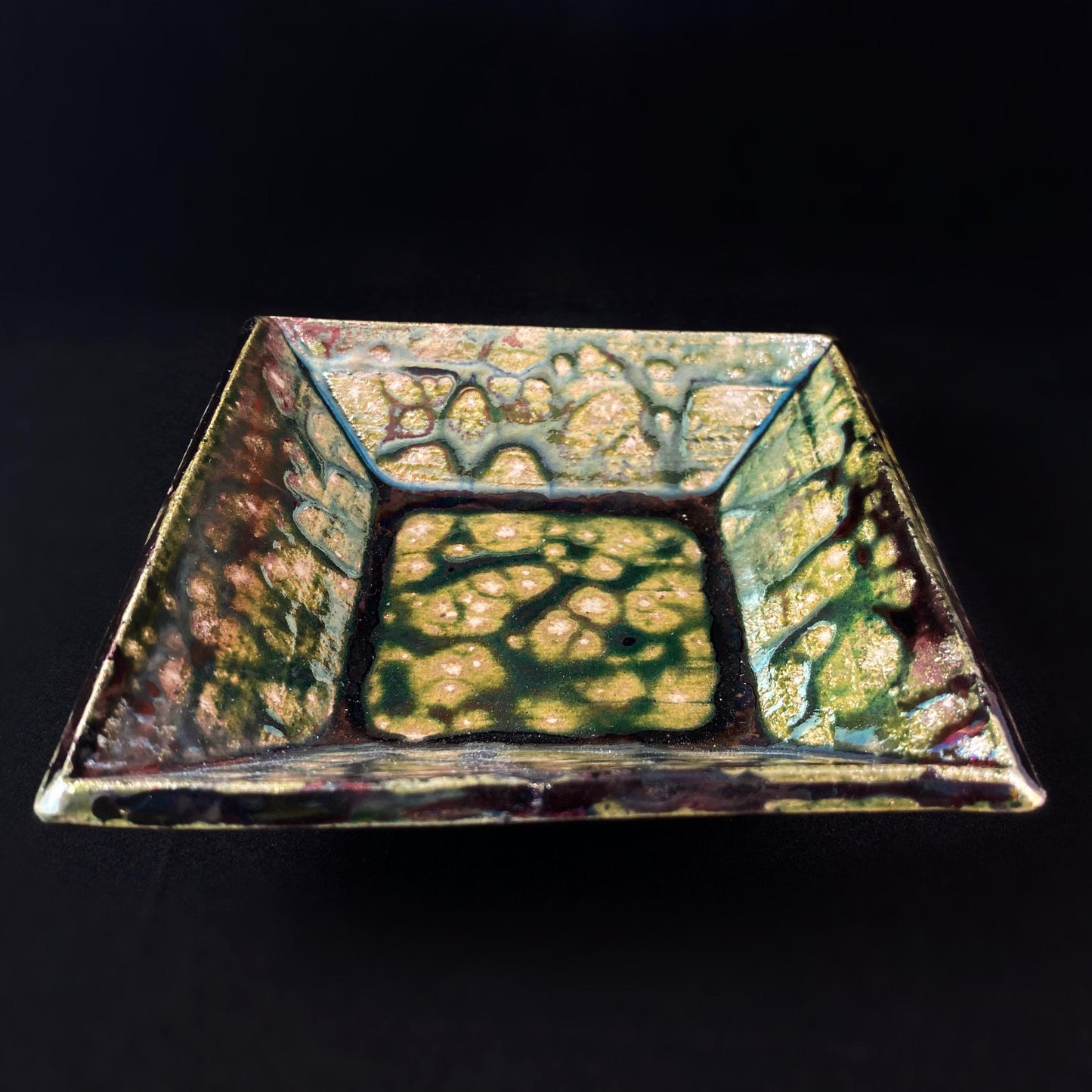 Handmade Daisy Plate, Raku Art Pottery, Decorative Pottery