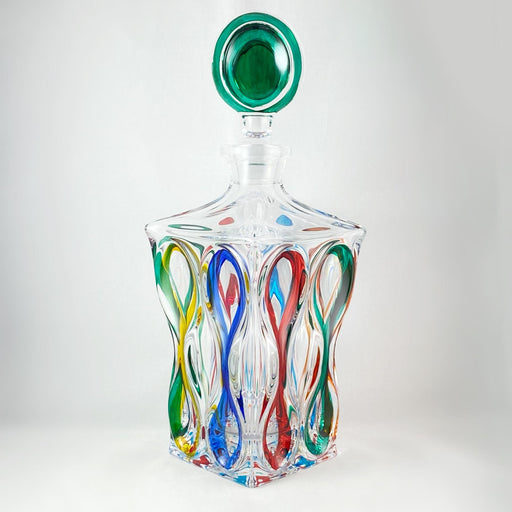 Venetian Glass Ocean Whiskey Decanter - Handmade in Italy, Colorful Murano Glass