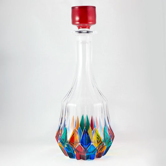 Adagio Whiskey Decanter, Venetian Glass Whiskey Decanter - Handmade in Italy, Colorful Murano Glass