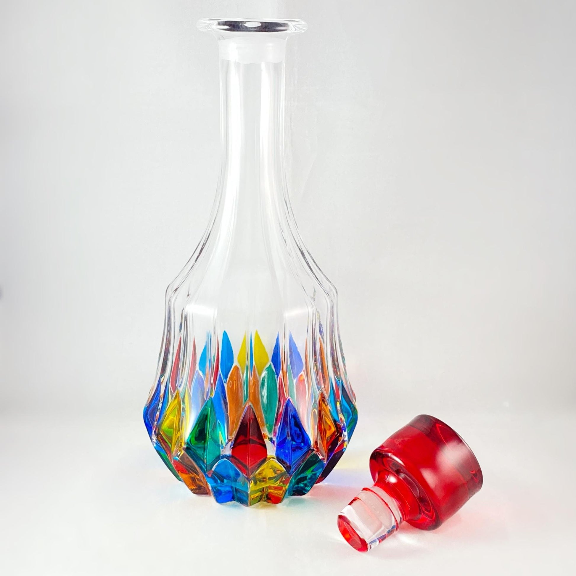 Adagio Whiskey Decanter, Venetian Glass Whiskey Decanter - Handmade in Italy, Colorful Murano Glass