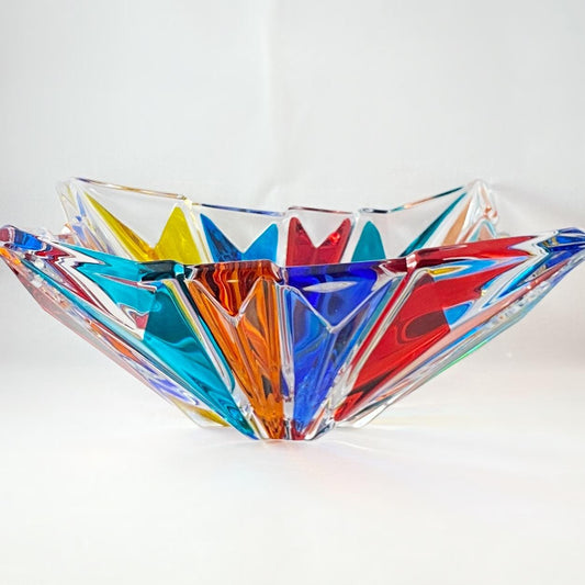 Large Venetian Glass Princess Centerpiece Bowl - Handmade in Italy, Colorful Murano Glass
