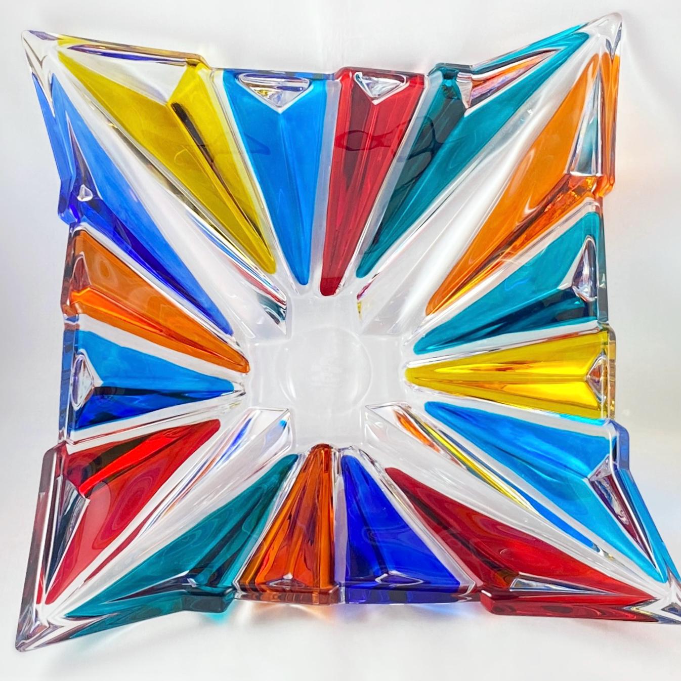 Large Venetian Glass Princess Centerpiece Bowl - Handmade in Italy, Colorful Murano Glass