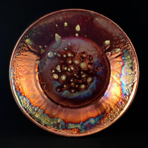 Handmade Henrietta Plate, Raku Art Pottery, Decorative Pottery