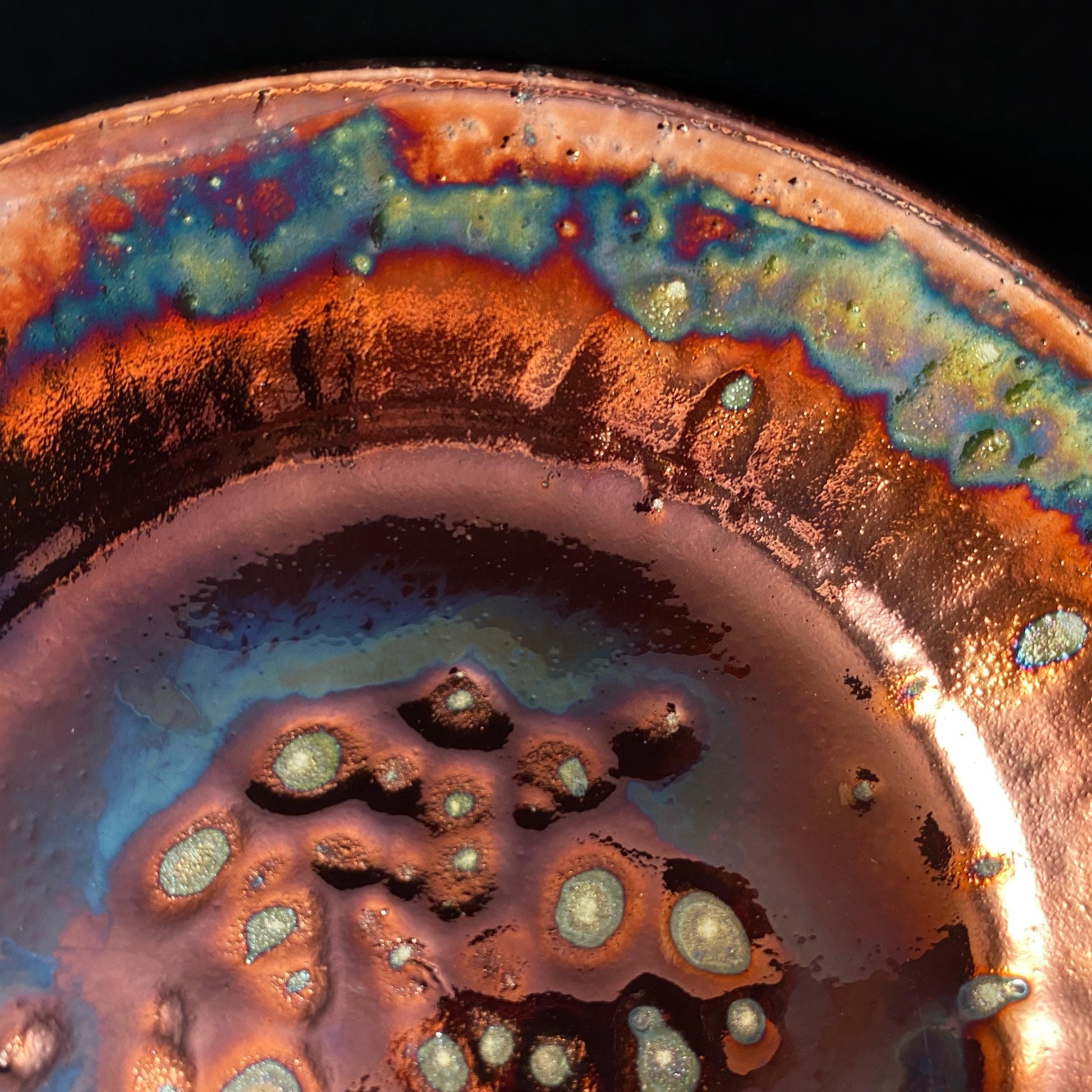 Handmade Henrietta Plate, Raku Art Pottery, Decorative Pottery