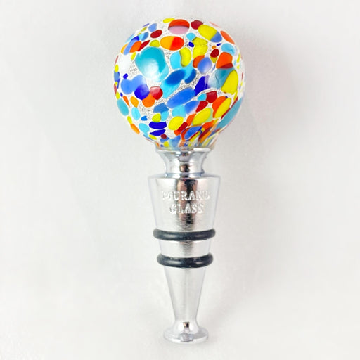 Globe Top Venetian Glass Bottle Stopper - Handmade in Italy, Colorful Murano Glass