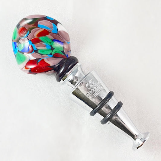 Swirl Top Venetian Glass Bottle Stopper - Handmade in Italy, Colorful Murano Glass