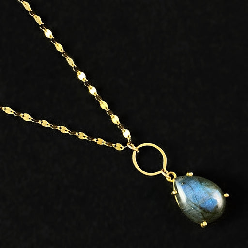 Labradorite Teardrop Necklace, Handmade in USA - Avaasi