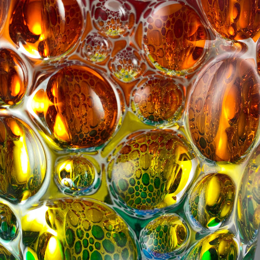 Large Rainbow Kaleidoscope Venetian Glass Vase - Handmade in Italy, Colorful Murano Glass