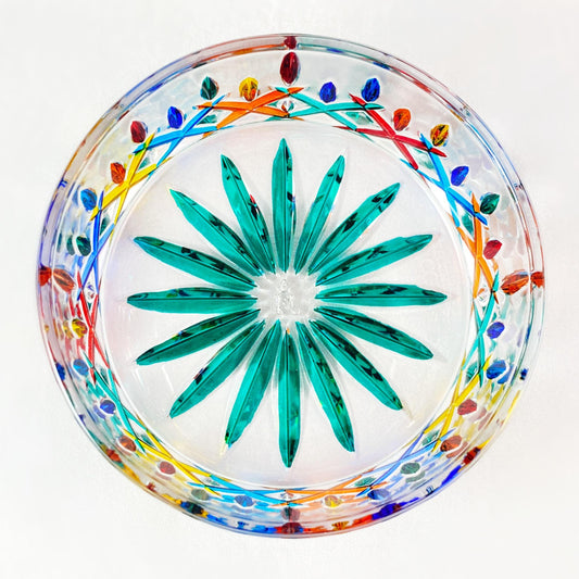 Venetian Glass Opera Dish, Wine Coaster - Handmade in Italy, Colorful Murano Glass Bowl