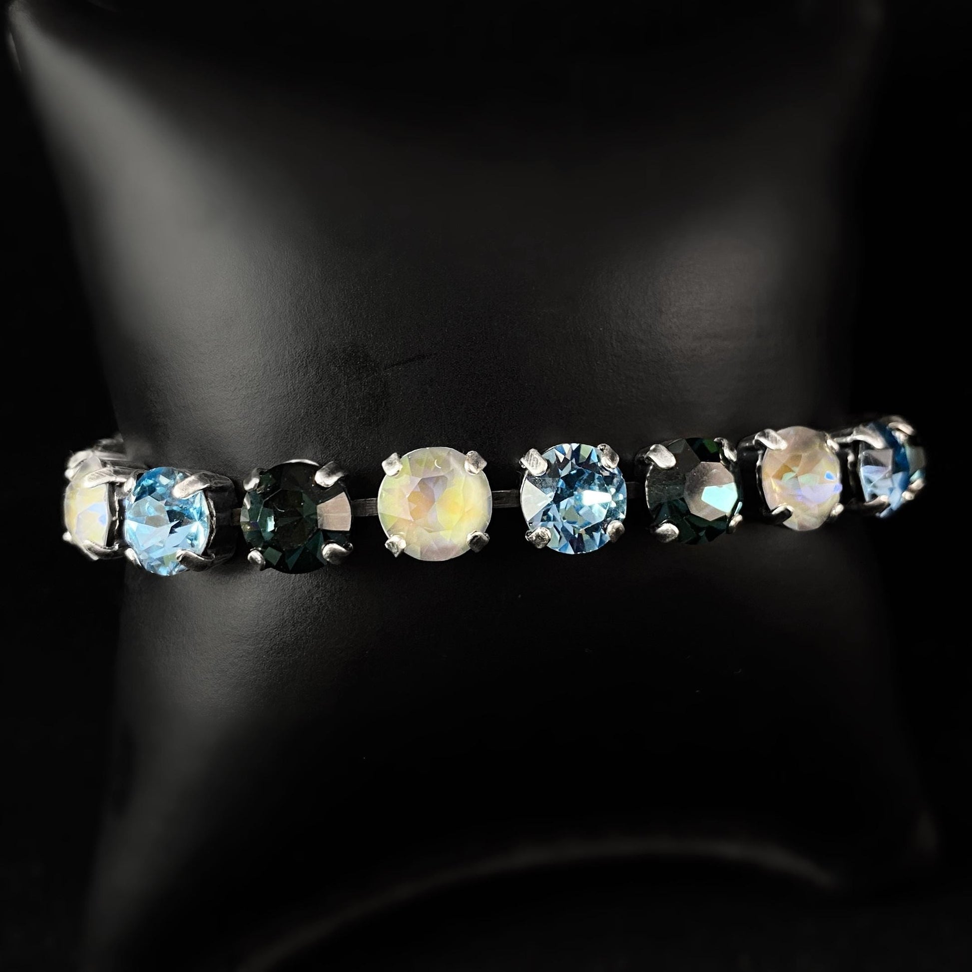 Round Cut Swarovski Crystal Bracelet, Blue Mix - La Vie Parisienne by Catherine Popesco