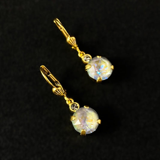 Round Cut Swarovski Crystal Drop Earrings, Opal Gray - La Vie Parisienne by Catherine Popesco