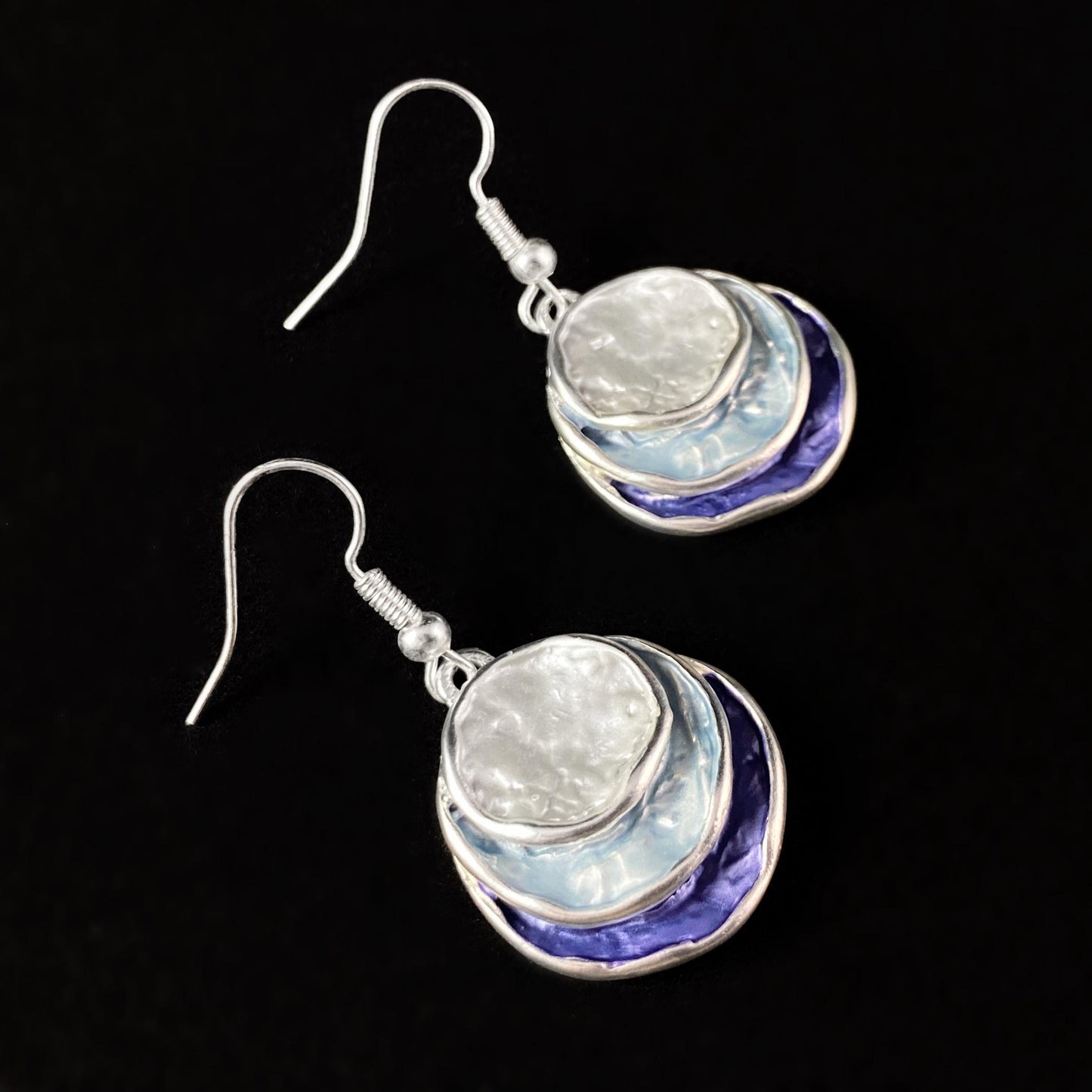 Handmade Enamel Triple Layered Circle Earrings, Hypoallergenic - Origin