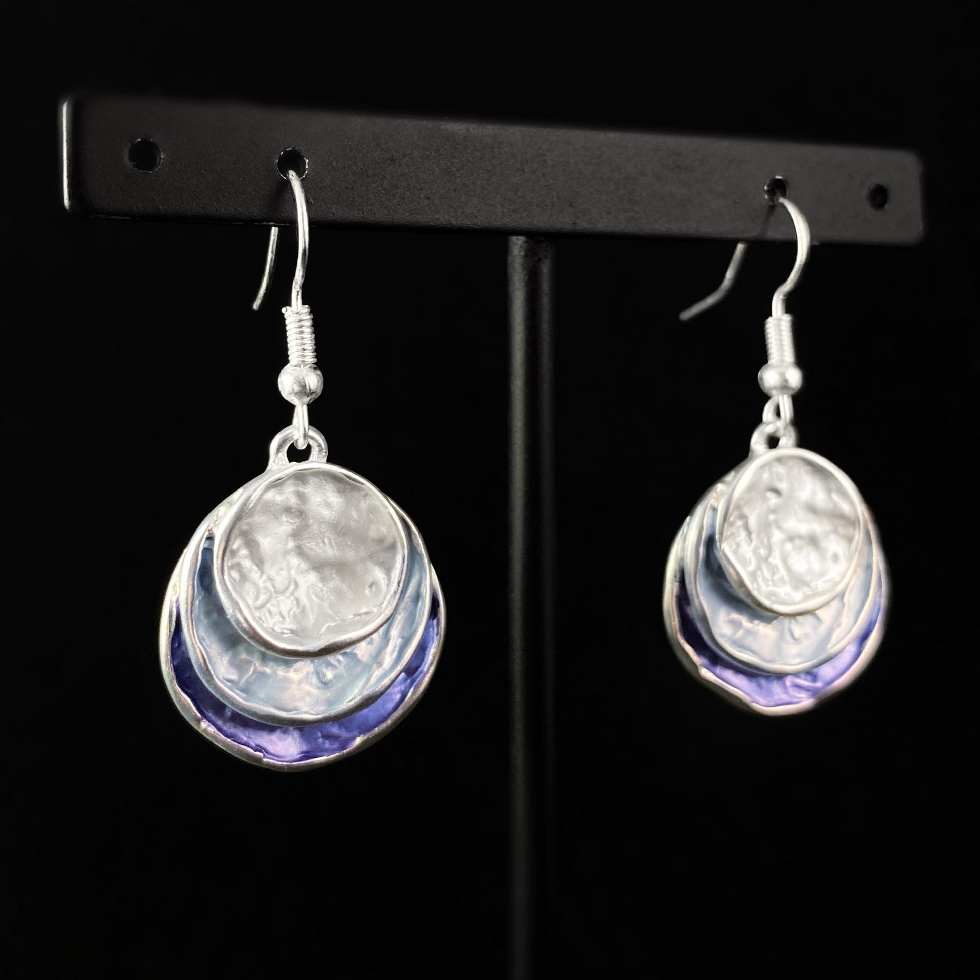 Handmade Enamel Triple Layered Circle Earrings, Hypoallergenic - Origin