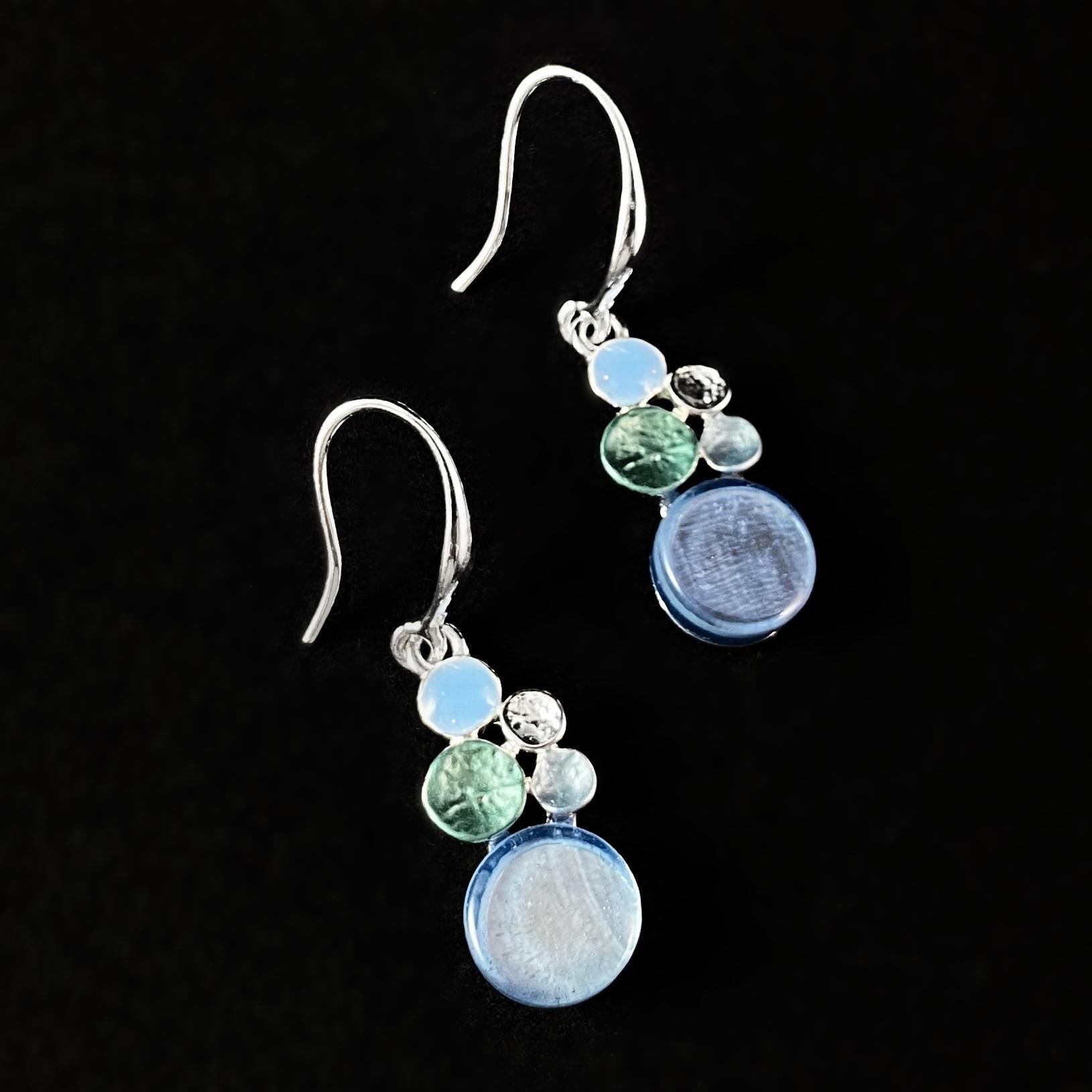 Handmade Resin and Shell Dots Drop Earrings, Hypoallergenic - Origin