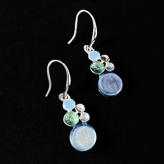 Handmade Resin and Shell Dots Drop Earrings, Hypoallergenic - Origin