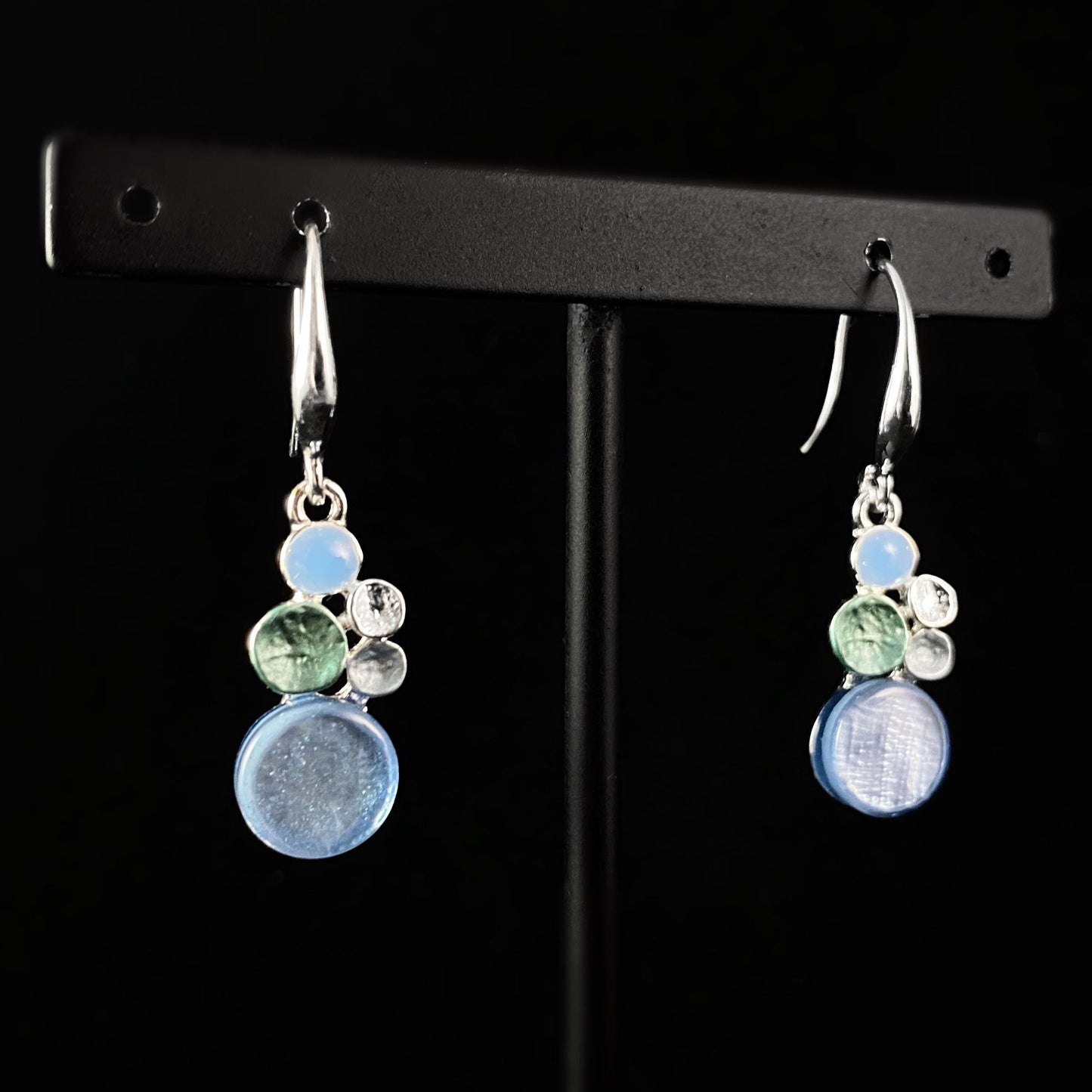 Handmade Resin and Shell Dots Drop Earrings, Hypoallergenic - Origin