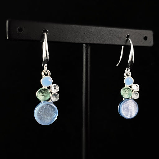Handmade Resin and Shell Dots Drop Earrings, Hypoallergenic - Origin