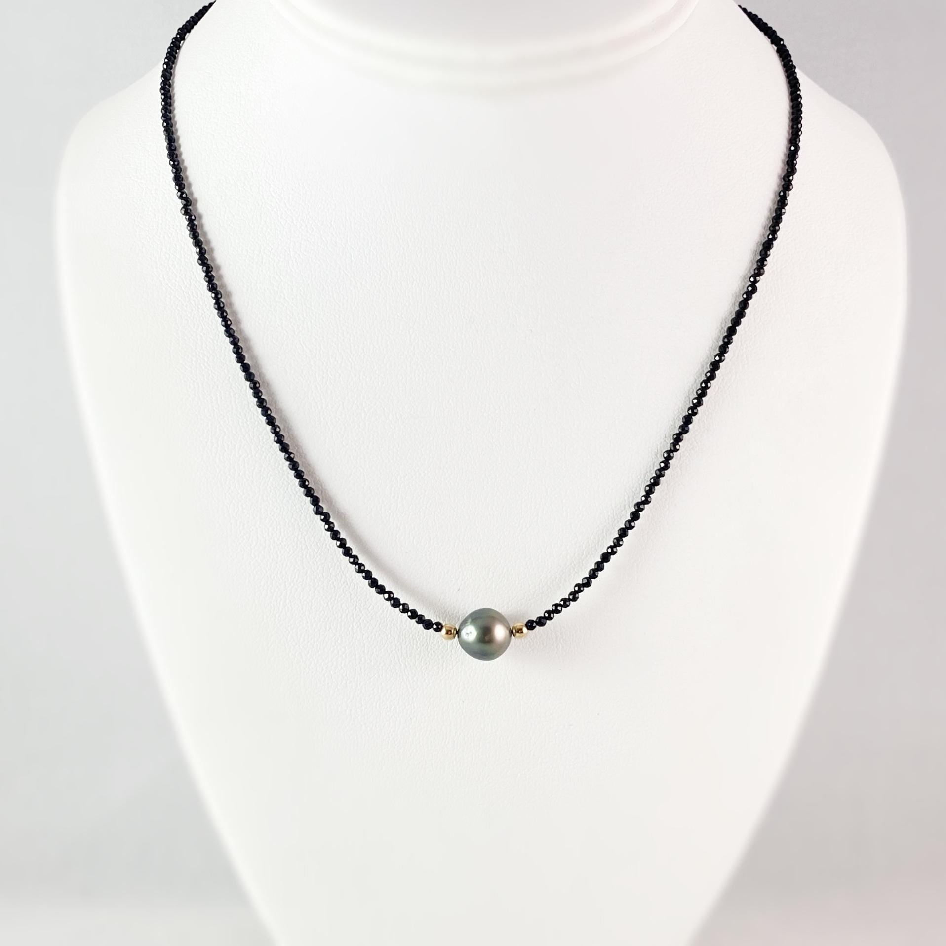Tahitian Pearl and Black Spinel Necklace, Handmade in USA - Avaasi