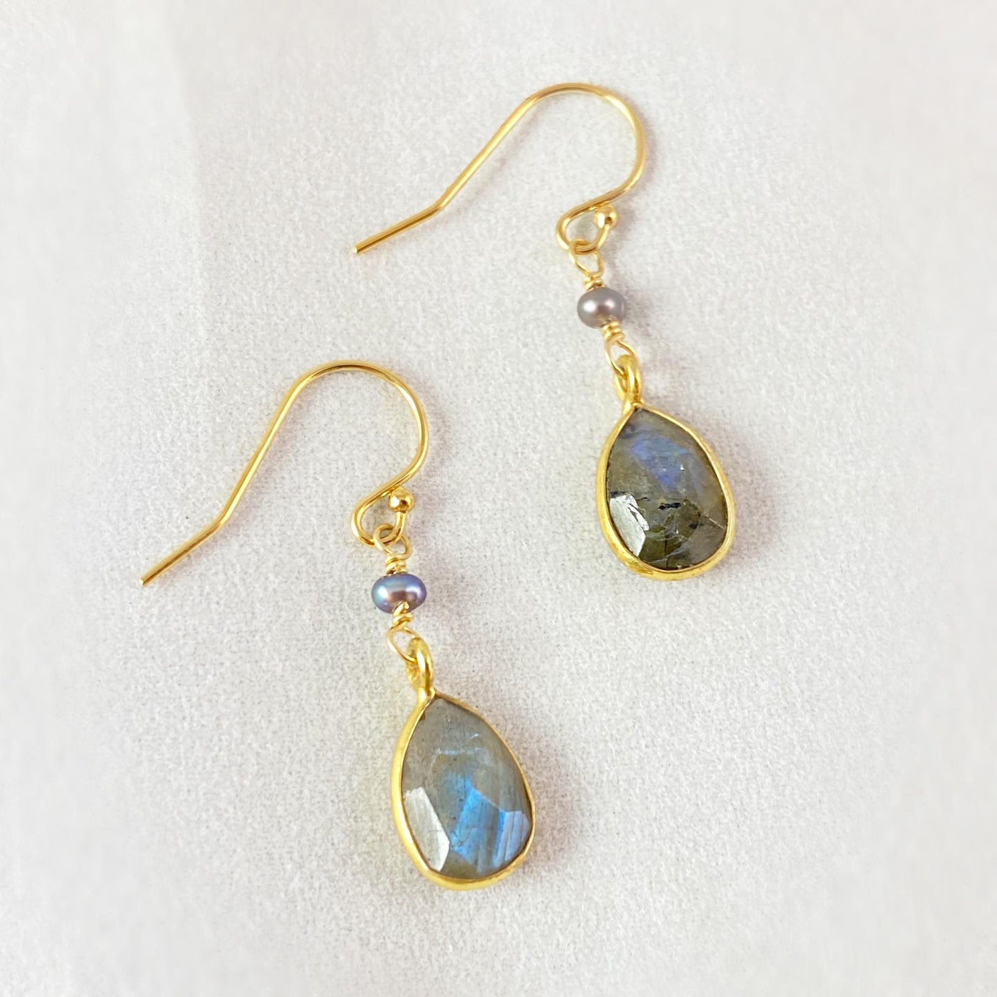Labradorite Drop Earrings, Handmade in USA - Avaasi