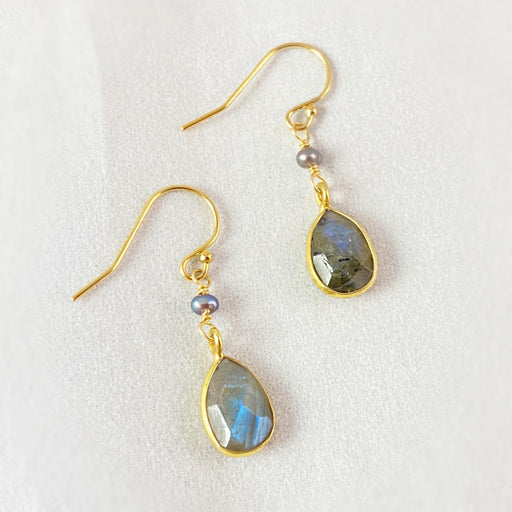 Labradorite Drop Earrings, Handmade in USA - Avaasi