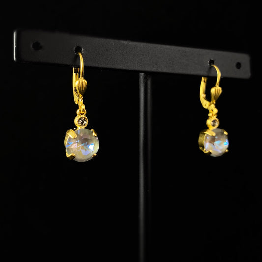 Round Cut Swarovski Crystal Drop Earrings, Opal Gray - La Vie Parisienne by Catherine Popesco