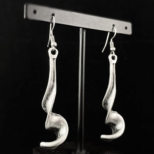 Silver Swirl Drop Earrings, Handmade, Nickel Free -Noir