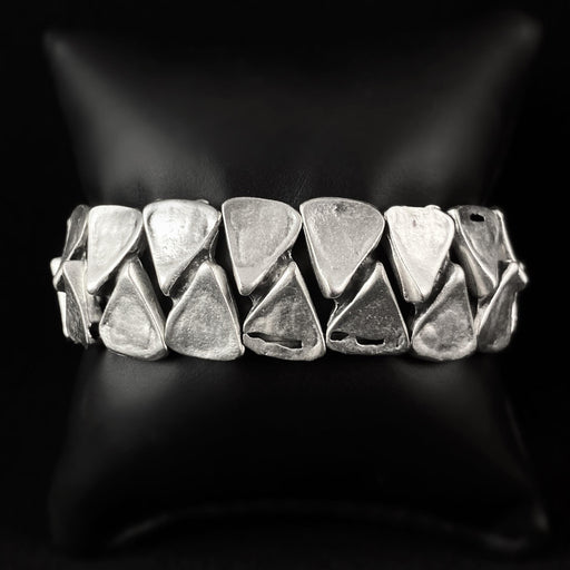 Silver Beaded Triangles Bracelet, Handmade, Nickel Free - Noir