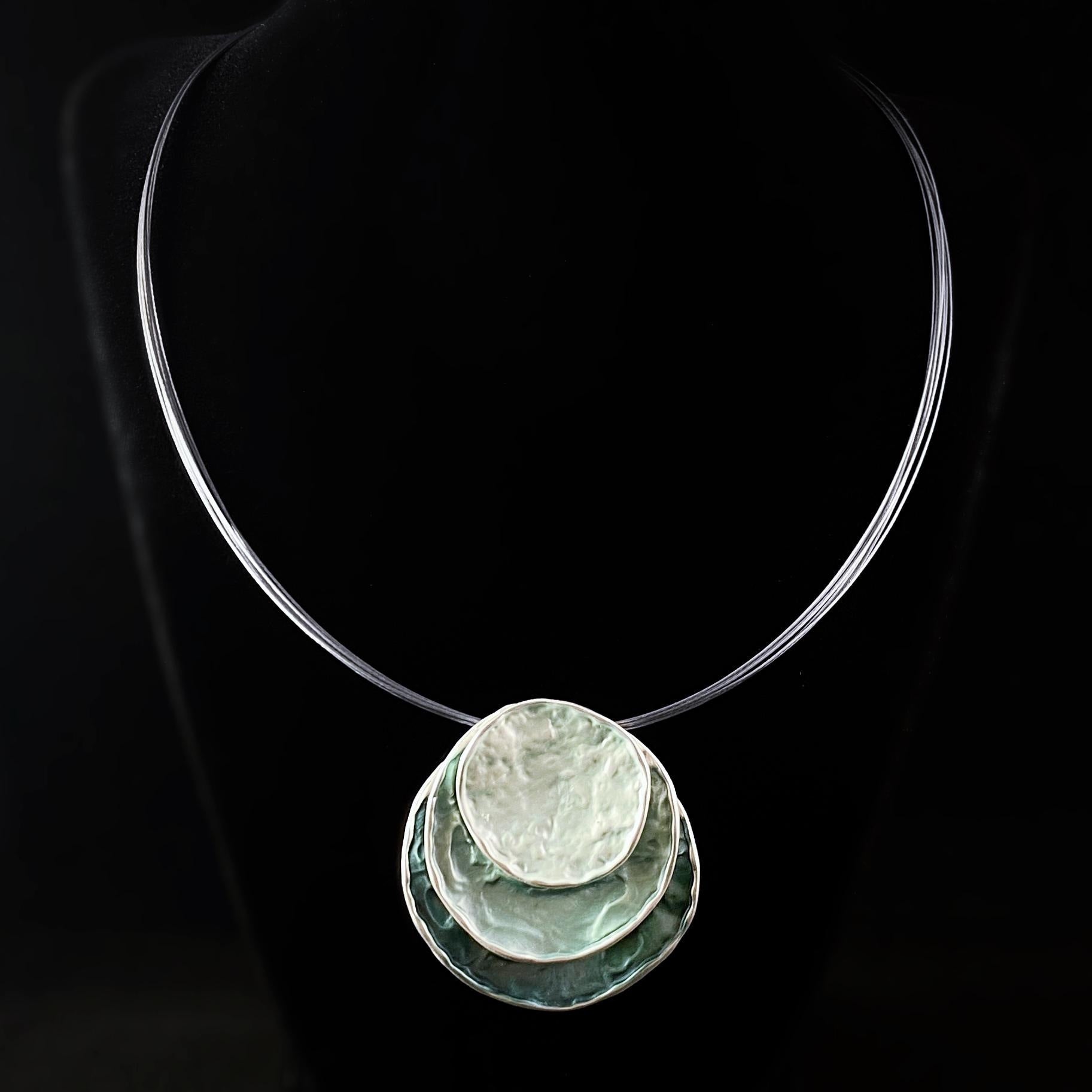 Handmade Enamel Triple Layered Circle Necklace, Hypoallergenic - Origin