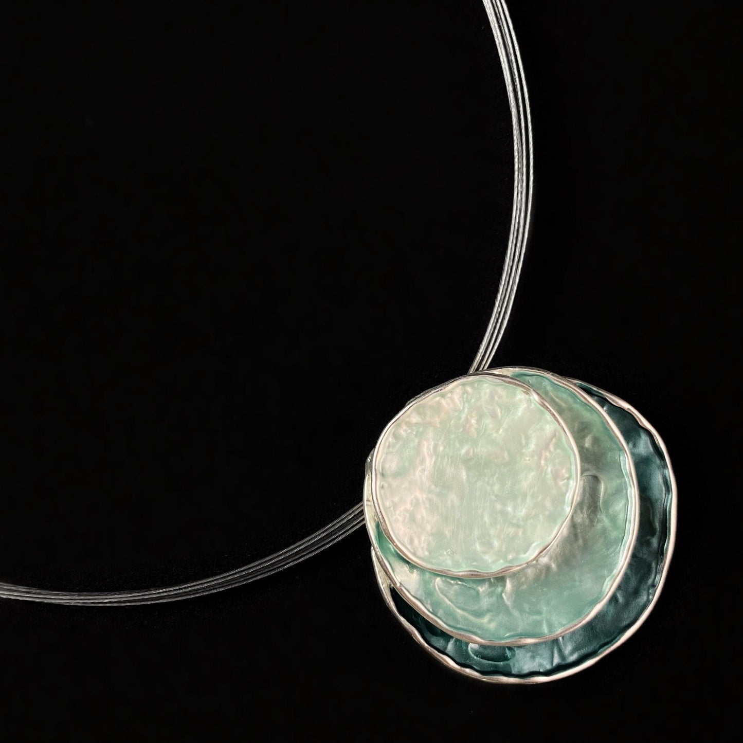 Handmade Enamel Triple Layered Circle Necklace, Hypoallergenic - Origin