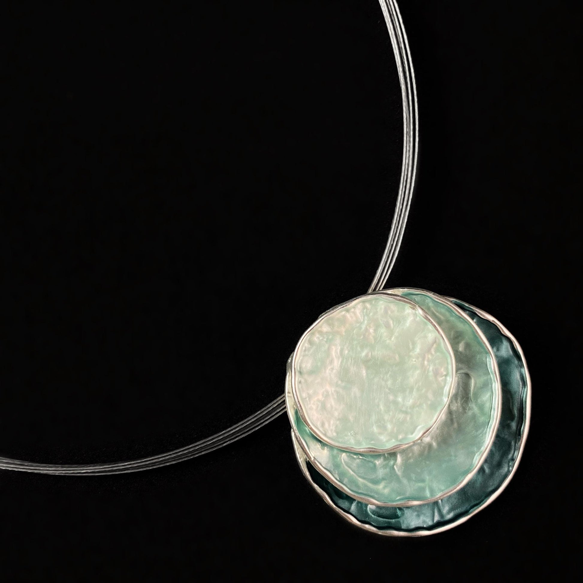Handmade Enamel Triple Layered Circle Necklace, Hypoallergenic - Origin