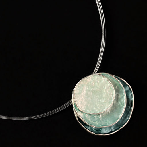 Handmade Enamel Triple Layered Circle Necklace, Hypoallergenic - Origin
