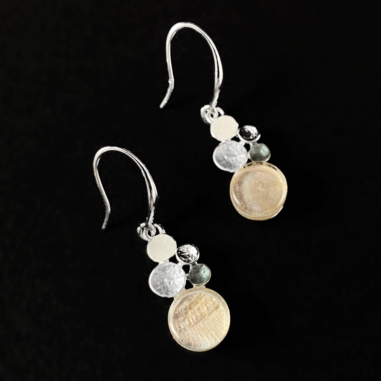Handmade Resin and Shell Dots Drop Earrings, Hypoallergenic - Origin