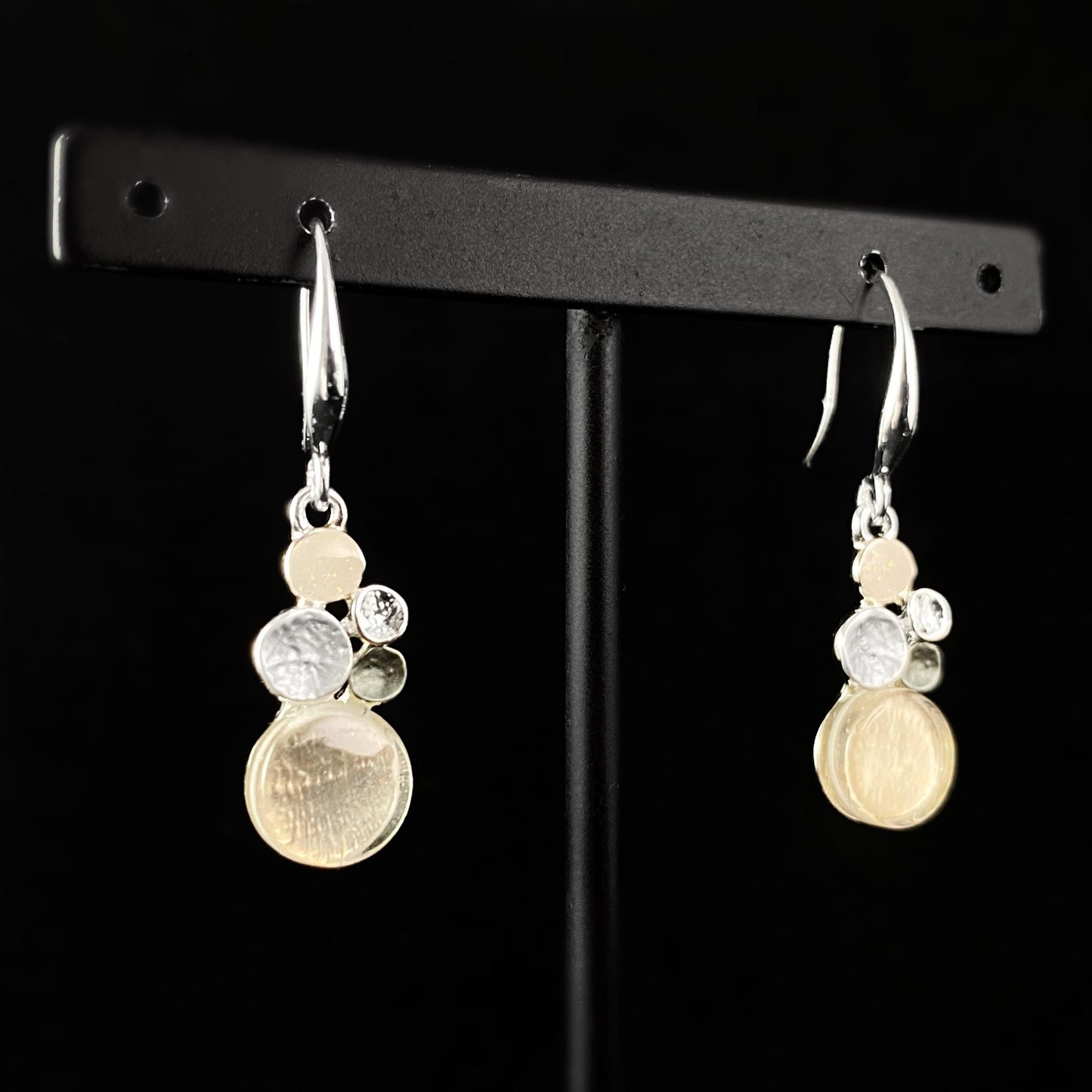 Handmade Resin and Shell Dots Drop Earrings, Hypoallergenic - Origin