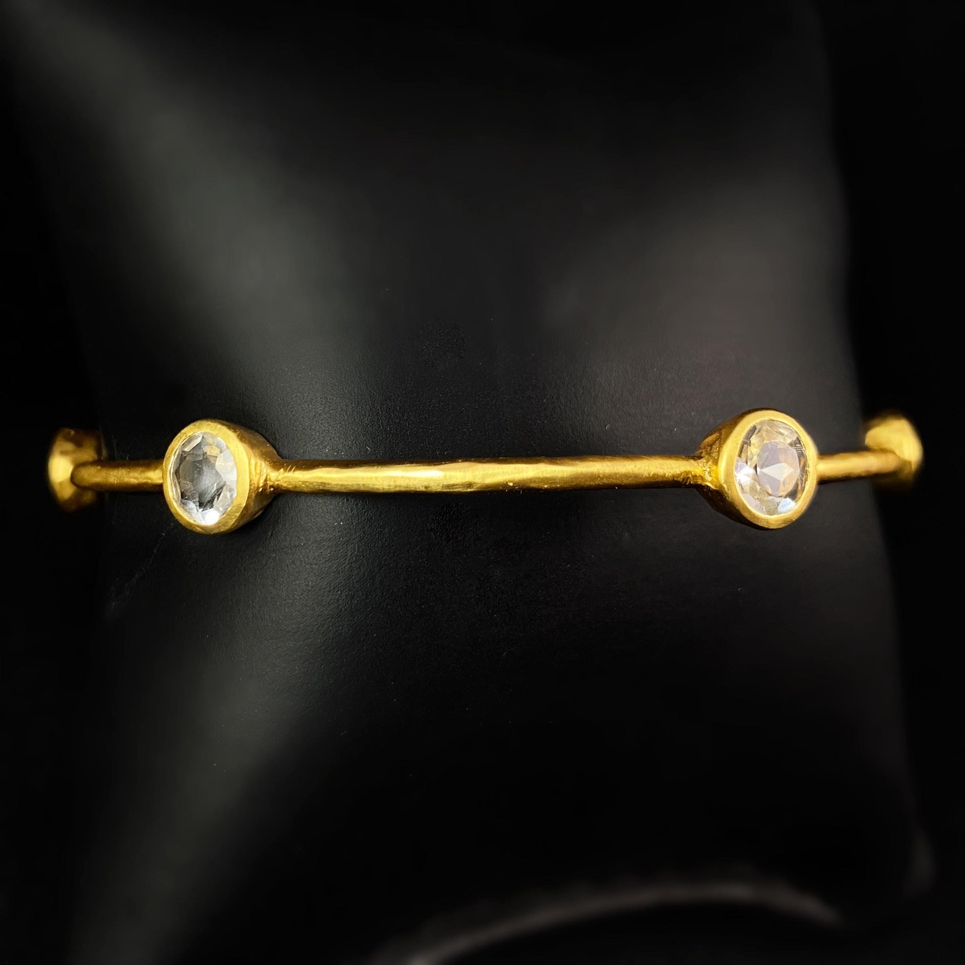 Gold Bangle Bracelet with Clear Stones - Julie Vos Jewelry