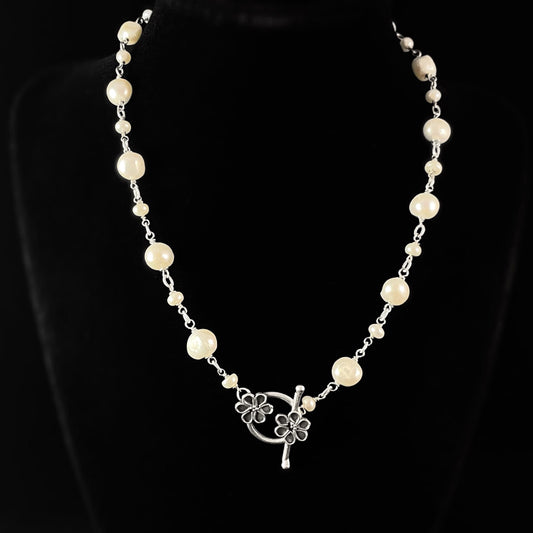 Hand Wired Freshwater Pearl Necklace/Bracelet, Handmade, Nickel Free - Noir