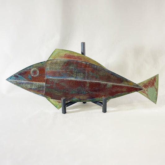 Handmade 18 Inch Fish Decor, Raku Art Pottery, Decorative Pottery