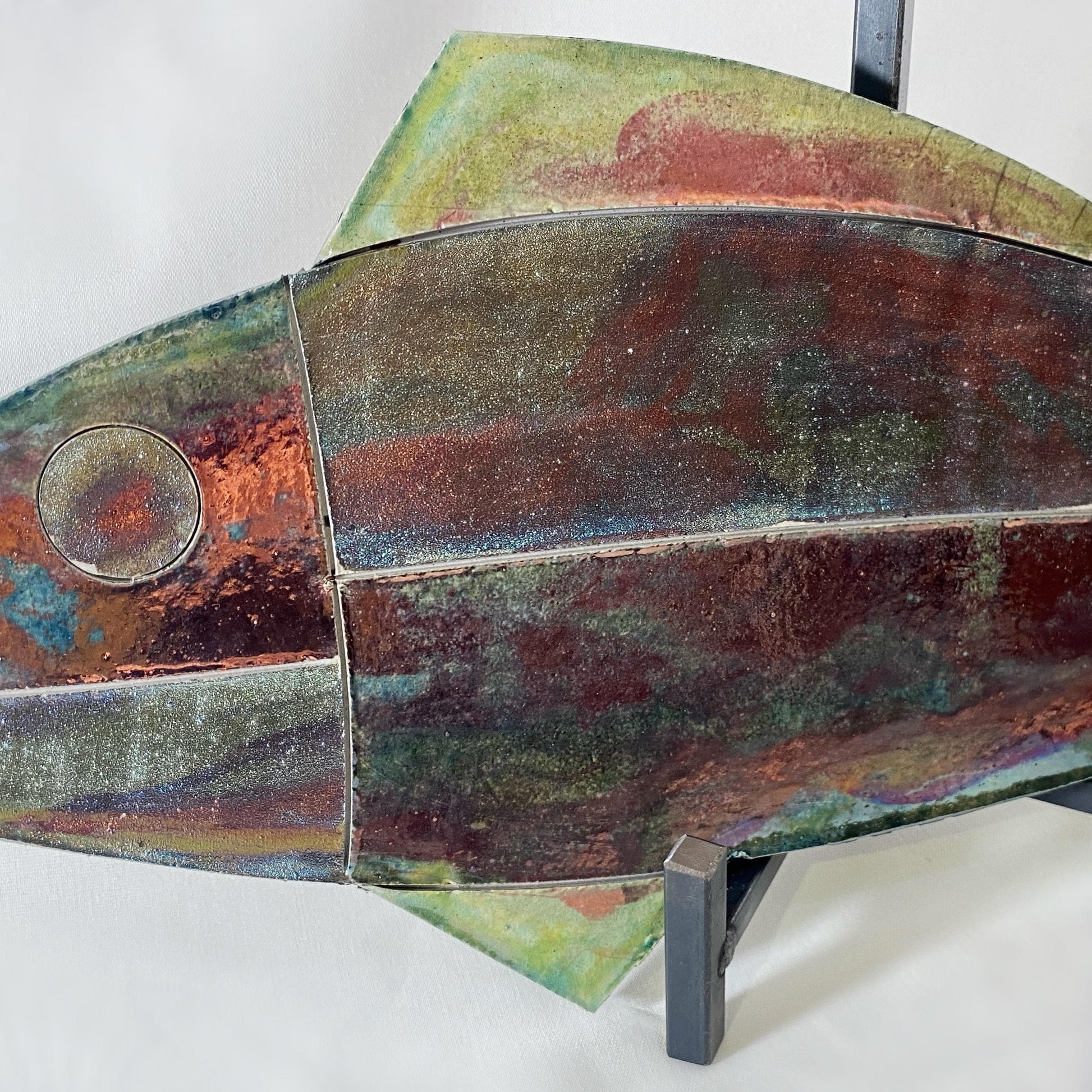 Handmade 18 Inch Fish Decor, Raku Art Pottery, Decorative Pottery