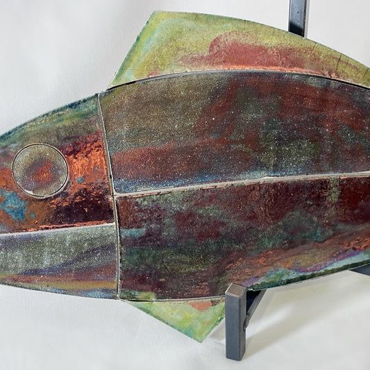 Handmade 18 Inch Fish Decor, Raku Art Pottery, Decorative Pottery
