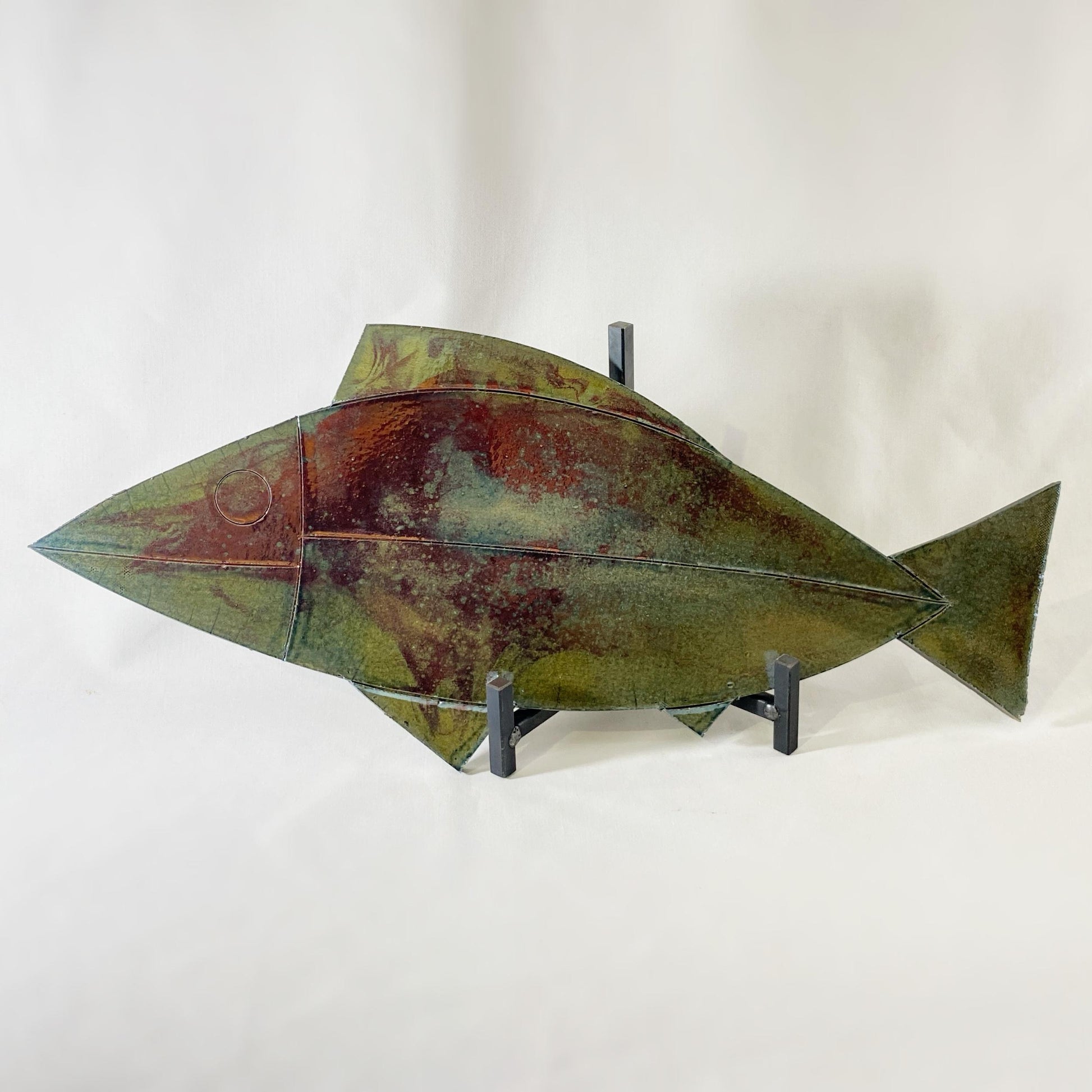 Handmade 19 Inch Fish Decor, Raku Art Pottery, Decorative Pottery