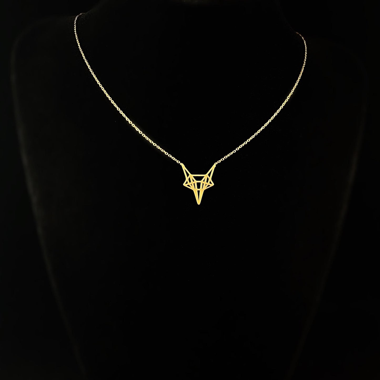 Dainty Gold Ella Fox Pendant Necklace - Sabrina