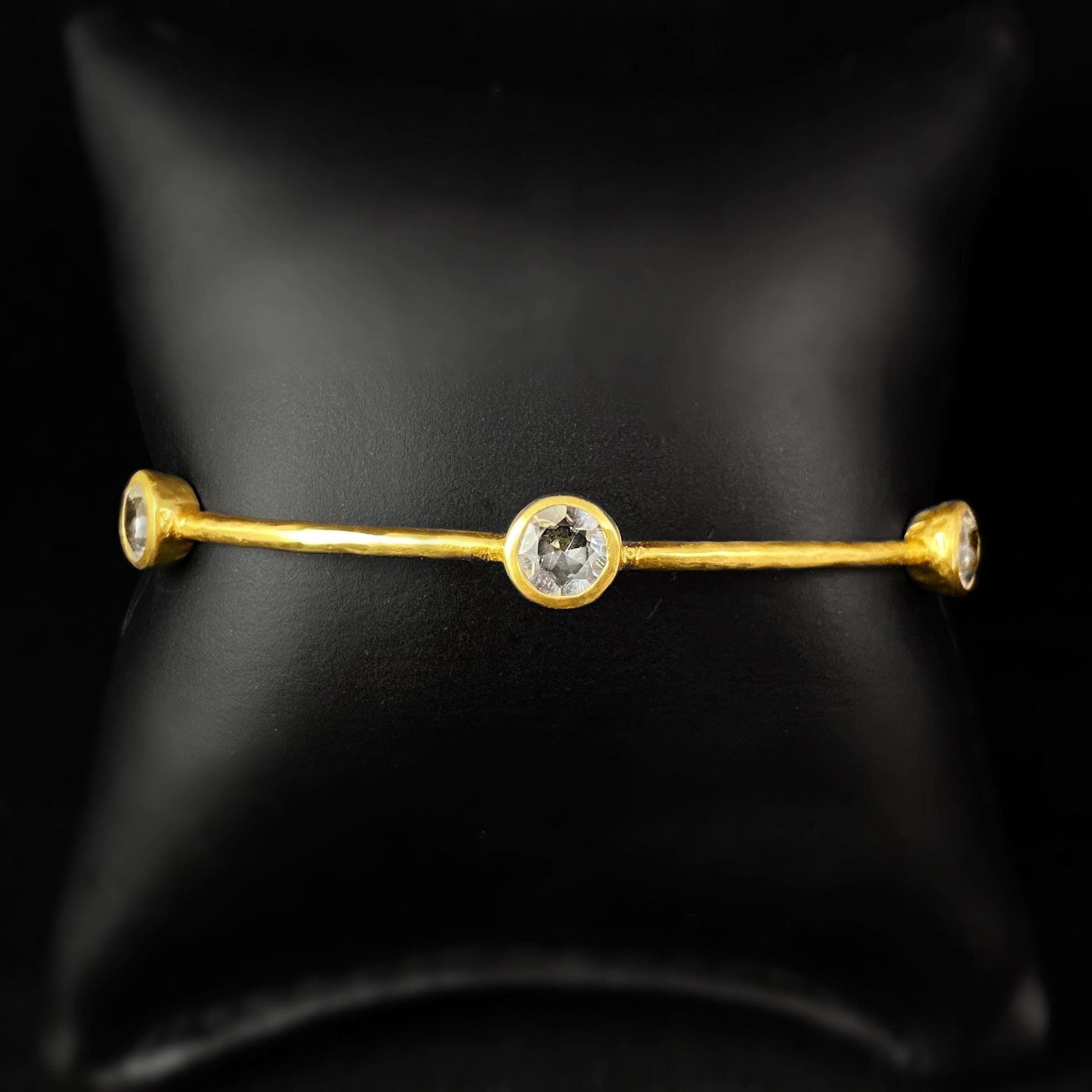 Gold Bangle Bracelet with Clear Stones - Julie Vos Jewelry