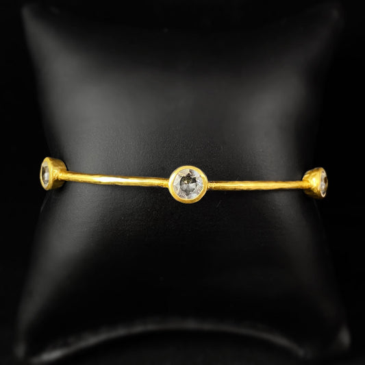 Gold Bangle Bracelet with Clear Stones - Julie Vos Jewelry