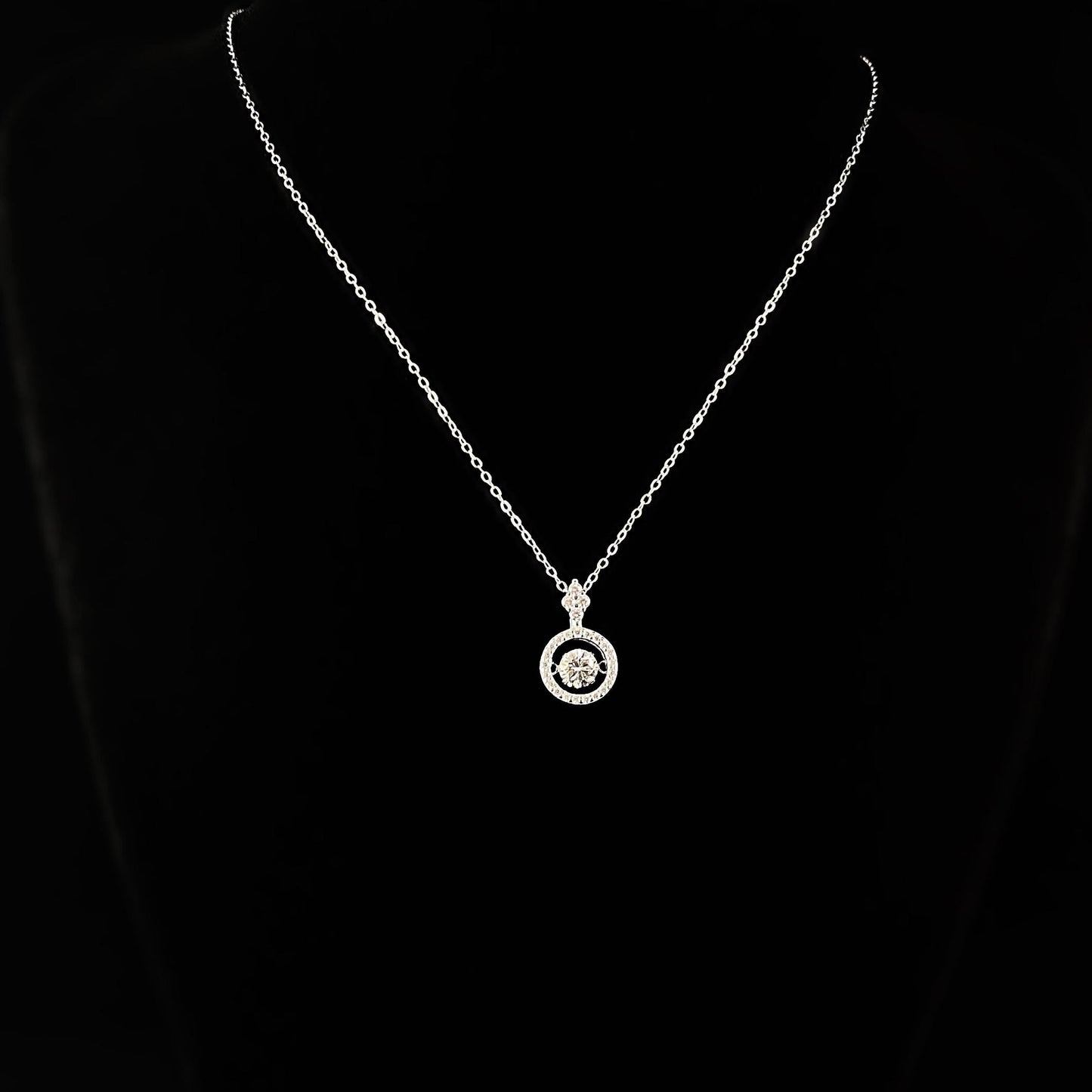 Silver Dancing Moissanite Pendant Necklace, Made in USA - Peri